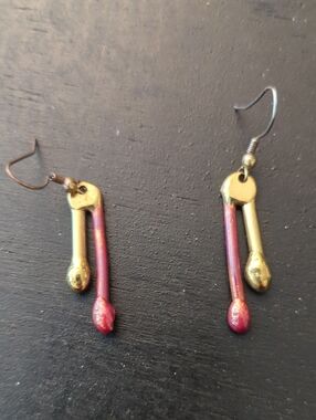 Abstract Bronze And Enamel Earrings